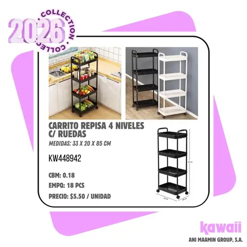 CARRITO REPISA 4 NIVELES C/ RUEDAS
