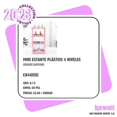 MINI ESTANTE PLÁSTICO 4 NIVELES