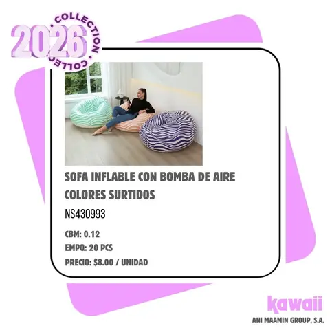 SOFA INFLABLE CON BOMBA DE AIRE COLORES SURTIDOS