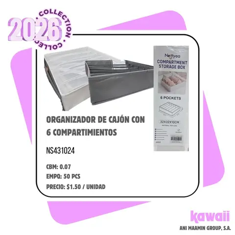 ORGANIZADOR DE CAJÓN CON 6 COMPARTIMIENTOS