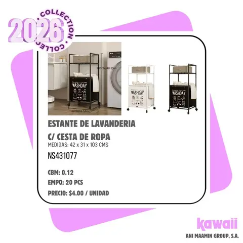 ESTANTE DE LAVANDERIA C/ CESTA DE ROPA