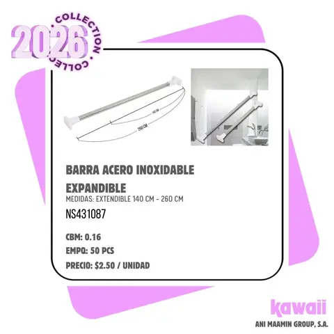 BARRA ACERO INOXIDABLE EXPANDIBLE