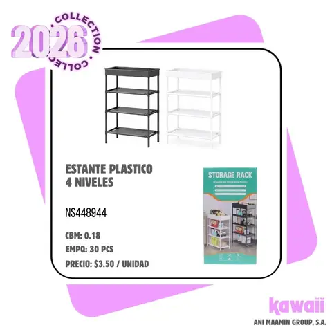 ESTANTE PLASTICO 4 NIVELES