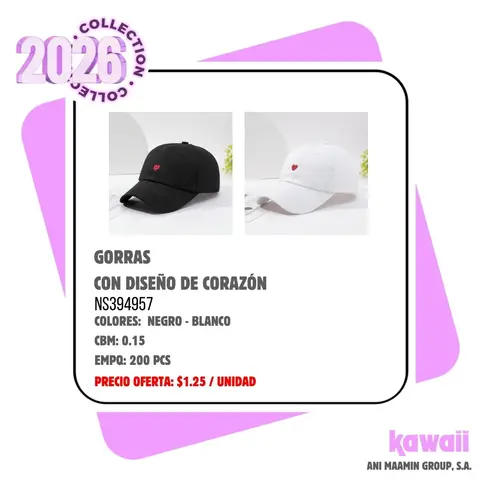 GORRAS CON DISEÑO DE CORAZÓN