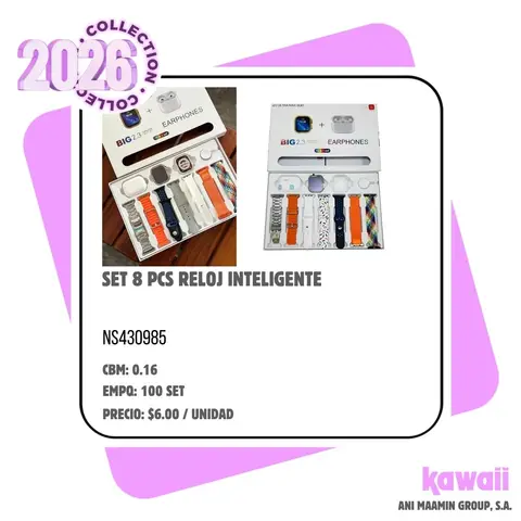 SET 8 PCS RELOJ INTELIGENTE