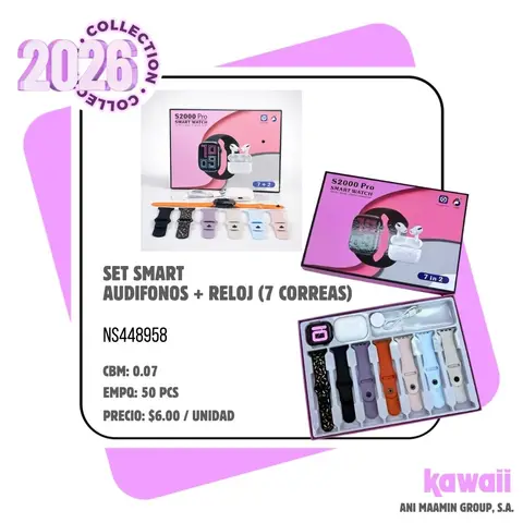 SET SMART AUDIFONOS + RELOJ (7 CORREAS)