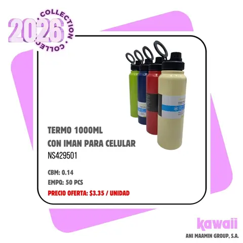 TERMO 1000ML CON IMAN PARA CELULAR
