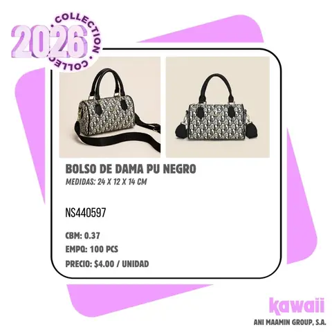 BOLSO DE DAMA PU NEGRO