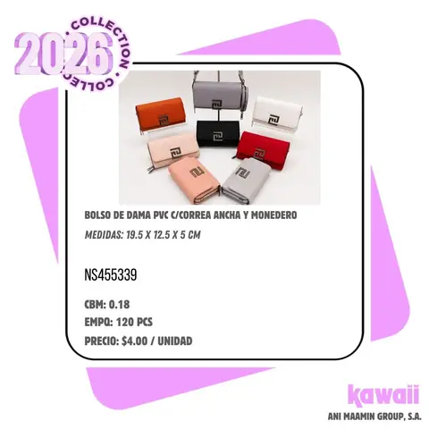 BOLSO DE DAMA PVC C/CORREA ANCHA Y MONEDERO