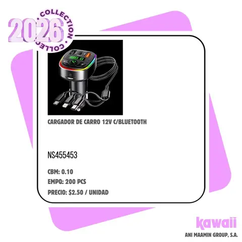 CARGADOR DE CARRO 12V C/BLUETOOTH