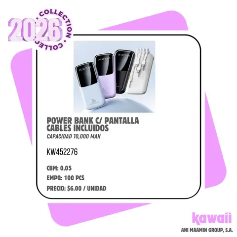 POWER BANK C/ PANTALLA CABLES INCLUIDOS