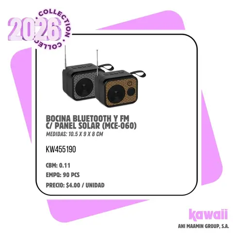 BOCINA BLUETOOTH Y FM C/ PANEL SOLAR (MCE-060)