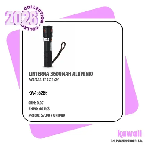 LINTERNA 3600MAH ALUMINIO