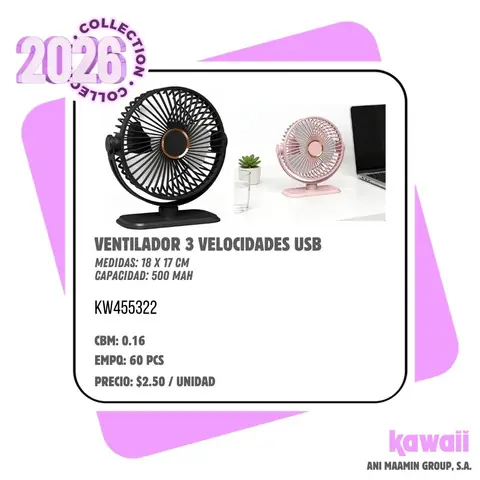 VENTILADOR 3 VELOCIDADES USB