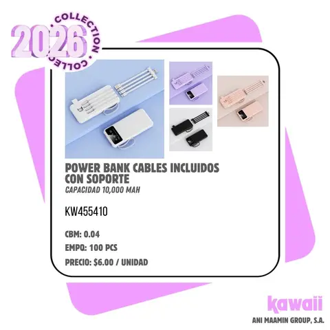 POWER BANK CABLES INCLUIDOS CON SOPORTE