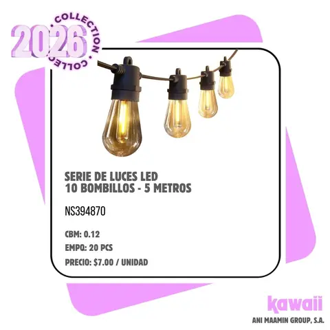 SERIE DE LUCES LED 10 BOMBILLOS - 5 METROS