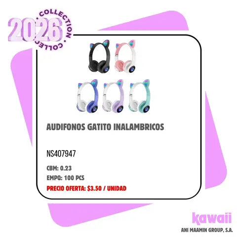AUDIFONOS GATITO INALAMBRICOS