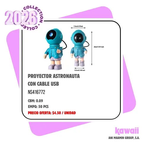 PROYECTOR ASTRONAUTA CON CABLE USB