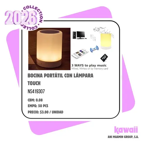BOCINA PORTÁTIL CON LÁMPARA TOUCH