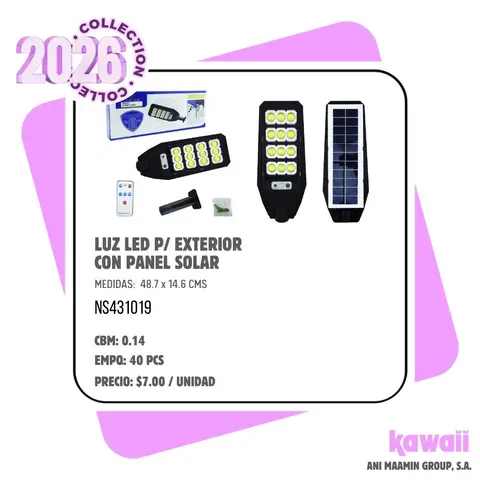 LUZ LED P/ EXTERIOR CON PANEL SOLAR