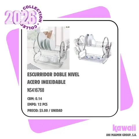 ESCURRIDOR DOBLE NIVEL ACERO INOXIDABLE