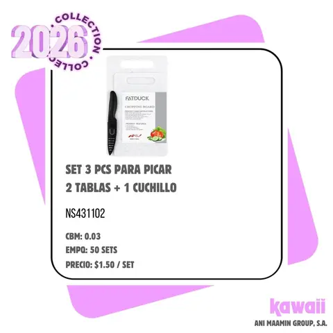 SET 3 PCS PARA PICAR 2 TABLAS + 1 CUCHILLO