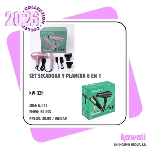 SET SECADORA Y PLANCHA 6 EN 1