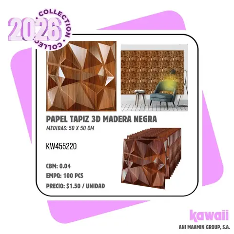 PAPEL TAPIZ 3D MADERA NEGRA