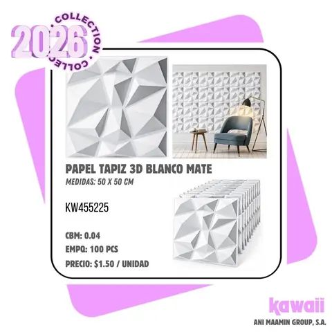 PAPEL TAPIZ 3D BLANCO MATE