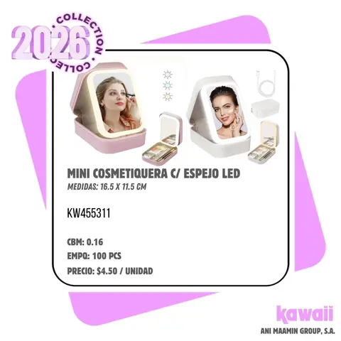 MINI COSMETIQUERA C/ ESPEJO LED